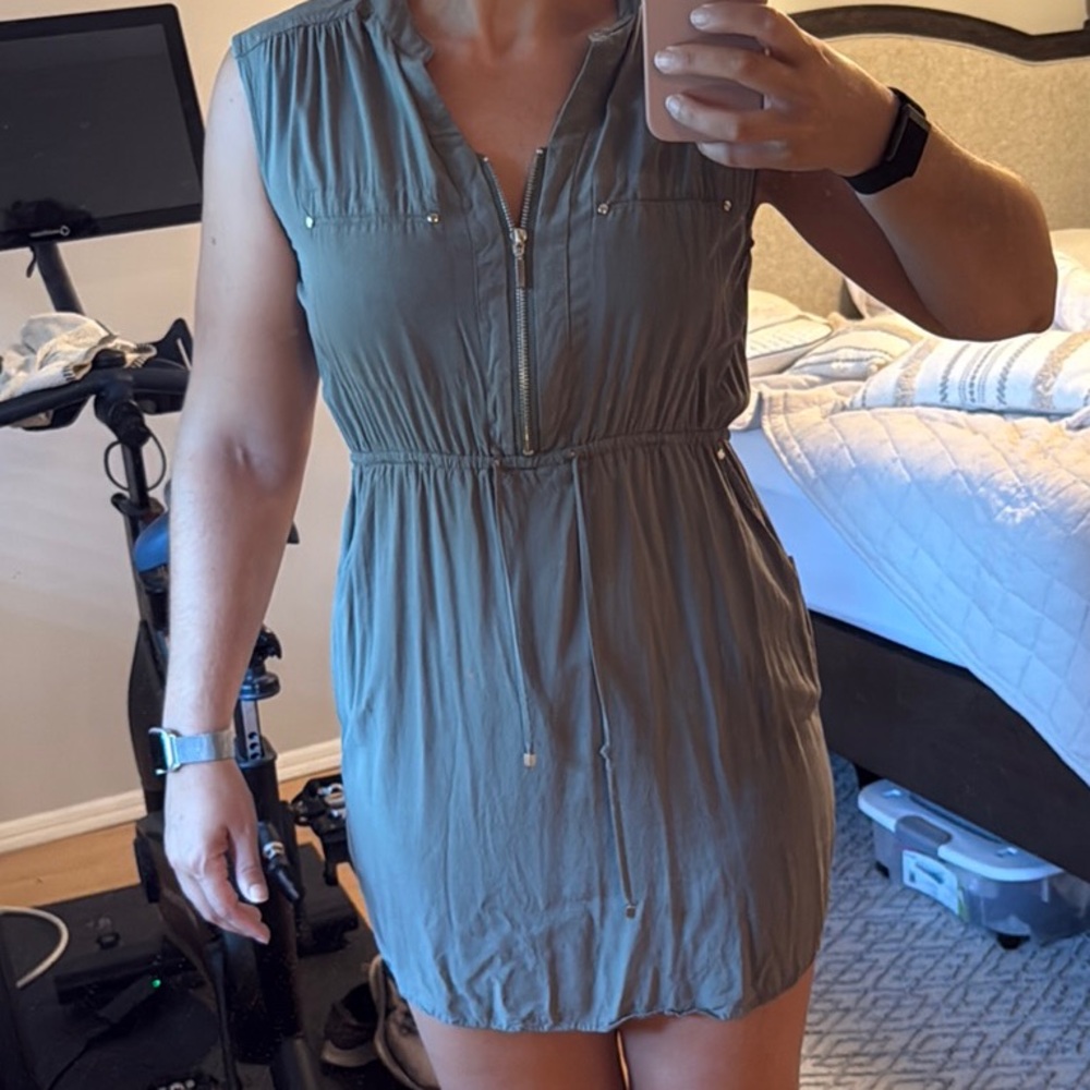 Streetwear Society Green Smocked Mini Sundress